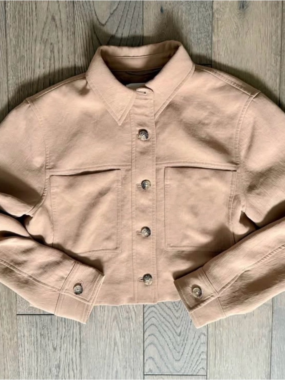 Wilfred Tan Cropped Button Jacket